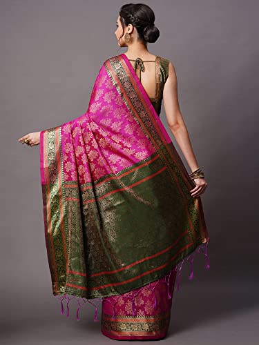 Image of AKHILAM Women's Banarasi Silk Woven Design Saree With Unstitched Blouse Piece (RYLBNR06 Parent)