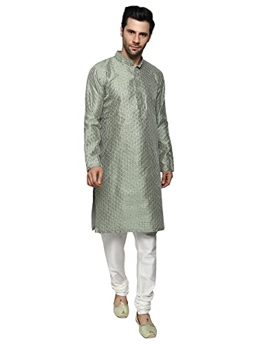 Image of Uri and MacKenzie Embroidery Silk Men's Kurta Pyjama Set