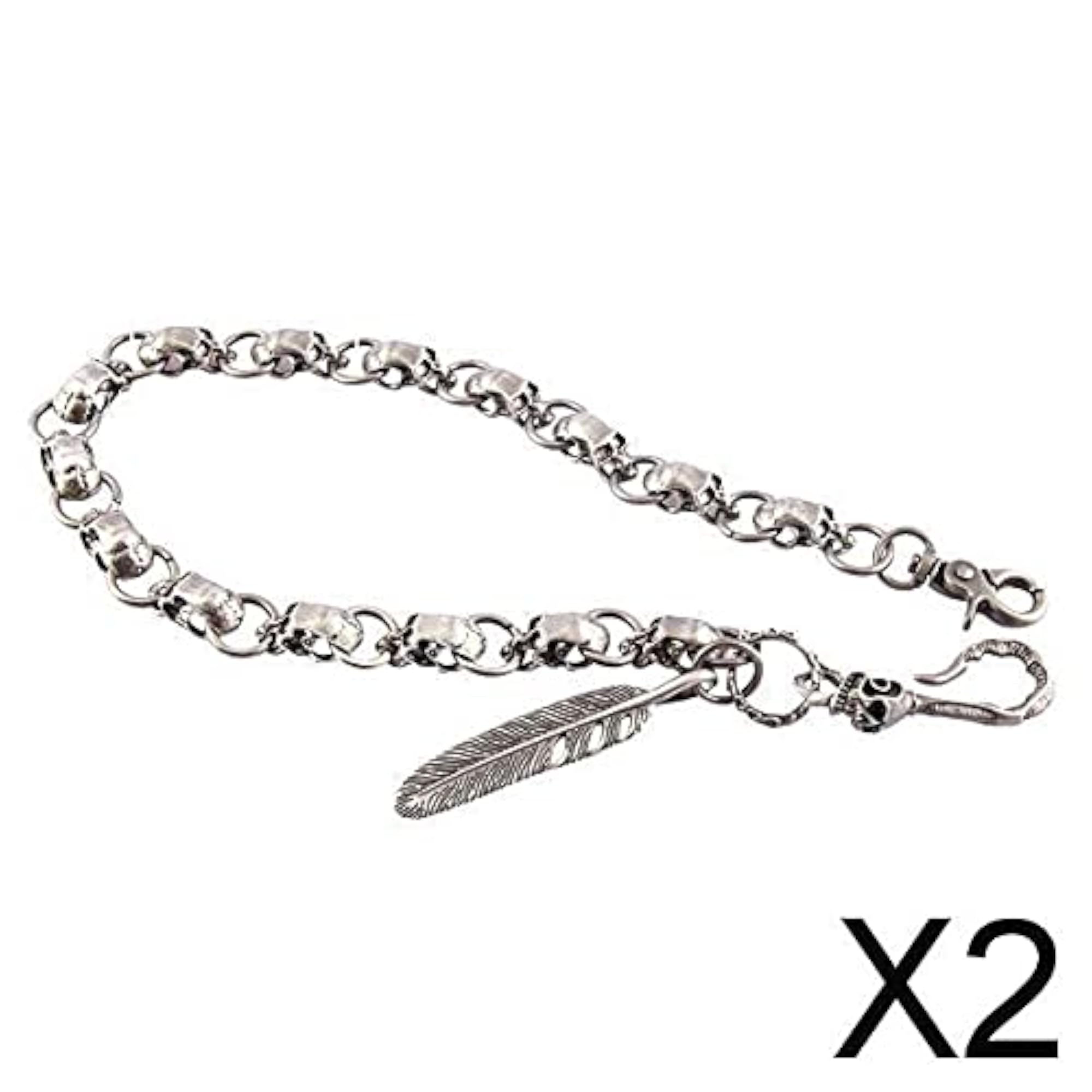 Men's Antique Silver Skull Punk Chain Wallet Jewelry