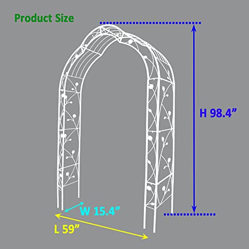 WISLAS 8.3FT Heavy Duty Steel Garden Arbor with Side Garden Trellis, 8-in-1 Wedding Arch Archway for Backyard, Vine Plants & Outdoor Decor - Includes Ground Stakes & Easy Assembly
