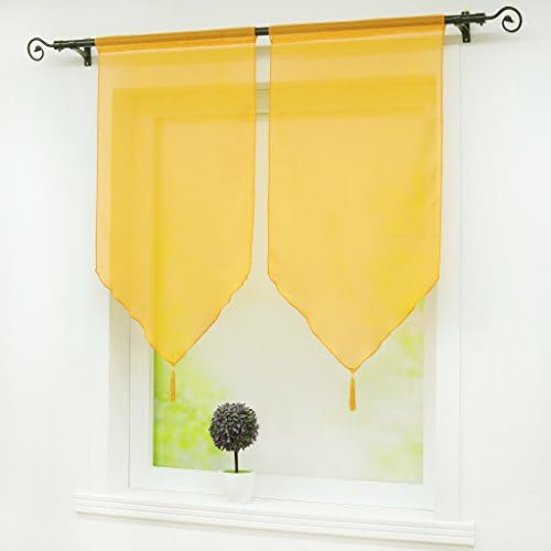 Tenda Voile Trasparente Joyswahl Esther, Liscia Con Passanti, Blu, 45x120 Cm, 100% Poliestere, Per Cucina E Soggiorno