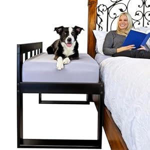 Dog Bed Frame – Wooden Raised Dog Bed Frame ONLY, Human-Style Freestanding Pet Bedside Cosleeper for Dogs & Cats, Wood Bunk Bassinet for Small, Medium & Large Breeds (High Profile)
