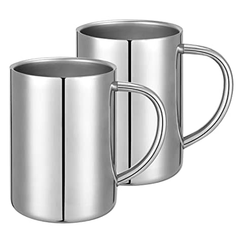 luvtree 400ml Insulated 304 Stainless Steel Coffee Mug, Double-Wall Vacuum Travel Tumbler, Shatterproof for Camping, Office, and Outdoor - Durable, Perfect for Hot and Cold Drinks (Set of 2) Cover