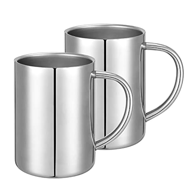 210ml Insulated 304 Stainless Steel Coffee Mug, Double-Wall Vacuum Travel Tumbler, Shatterproof for Camping, Office, and Outdoor - Durable, Perfect for Hot and Cold Drinks (Set of 2)