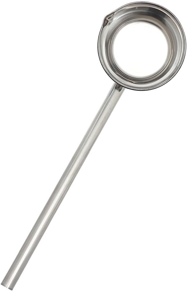 MAGICLULU Extended Handle Water Scoop 18.11 Inch Stainless Steel Kitchen Ladle for Watering Gardening and Soup Serving with Ergonomic Design