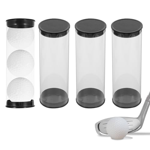 Milisten 4Pcs Clear Golf Ball Tubes With Caps, Waterproof Golf Carrying Case Plastic Barrel Thickened Golfs Display Holder Golfs Ball Container Box For Home Store Display Use, 4