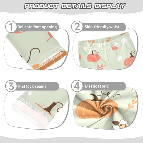 Pumpkin and Bee Girls Leggings,Workout Leggings for Girls Toddler Athletic Legging Size for 3-10T3