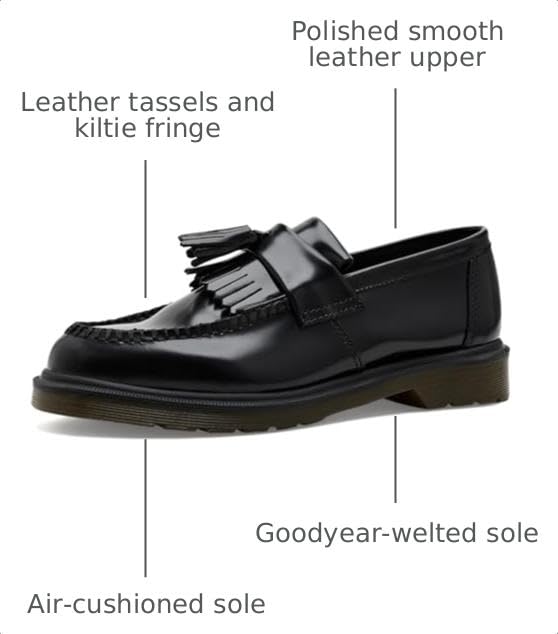 Image of Dr. Martens, Unisex, Adrian, Black Polished Smooth, Men's:10, Women's:11, Medium