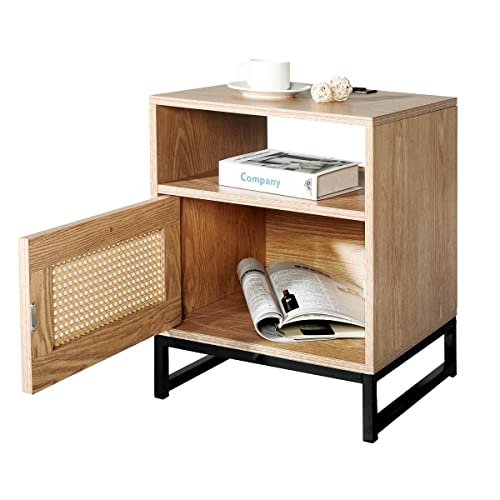 Tepledge Rattan Nightstand With Charging Station, Bedside Table End Table For Living Room And Bedroom #TOP5