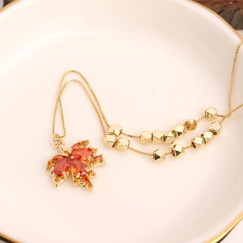 Sonateomber Dainty Chain Simple Pendant Necklace for Women, Cute Statement Rhinestone Single Dangle Necklaces Thanksgiving Christmas Jewelry Gift3