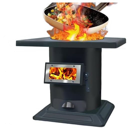 OUTFYT Estufas de Leña de Doble Combustion, Hierro Fundido y Acero al Carbono, Ventana Visual, Madera y Carbón