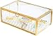 Levilan Copper Golden Vintage Glass Lidded Box Bracelet Keepsake Decorative Jewelry Display Personalized Large Clear Rectangle Box Rings Bracelet Golden Organizer Home Decor (Meas: 5.75x3.5x2 in)