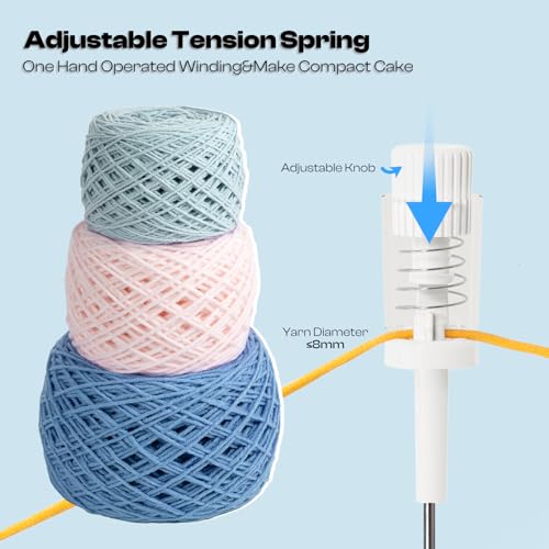 Image of Caydo Manual Yarn Winder with Tension Spring for Tight Winding 4-7oz Cake | Portable Compact Lightweight Design, Easy to Use & Carry Anywhere, Great Craft Helper for Crochet & Knitting Lovers Blue
