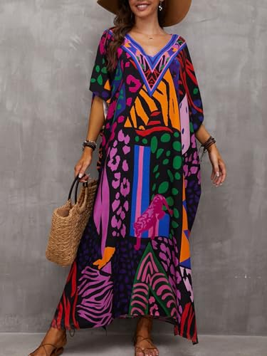 Image of Kaftan Dresses for Women Plus Size Summer Beach Dress with Print and Swim Cover Ups