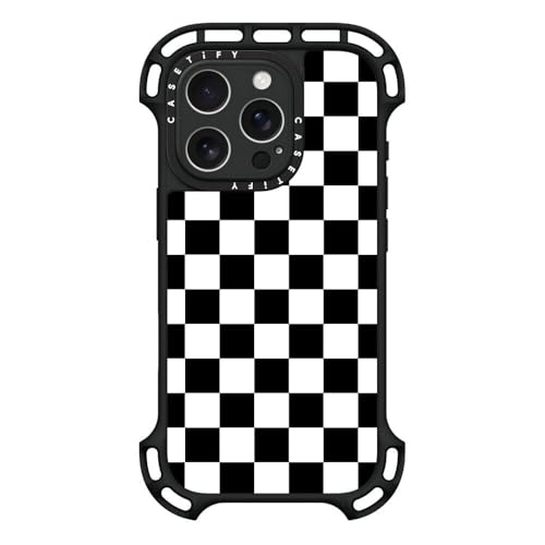 Coque iPhone 16 Pro CASETiFY Ultra Bounce antichoc noire à motif damier