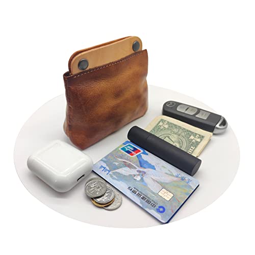 1 Pcs Leather Double Snap Coin Purse Wallet, Coin Organizer, Change Holder,Card Case, Leather Makeup Storage Bag for Men & Women3