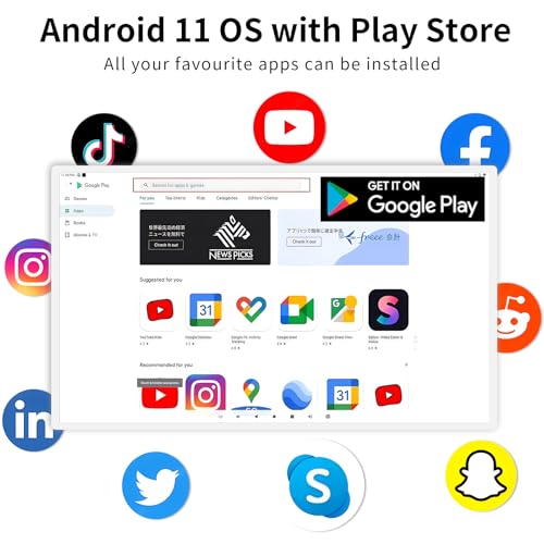Image of 15.6 inch Digital Signage Display 10000 mAh Capacitive Touch Screen Advertising Display with Wireless Screen Mirroring, All in One LCD Screen HDMI-in with Android 13(2+32GB)