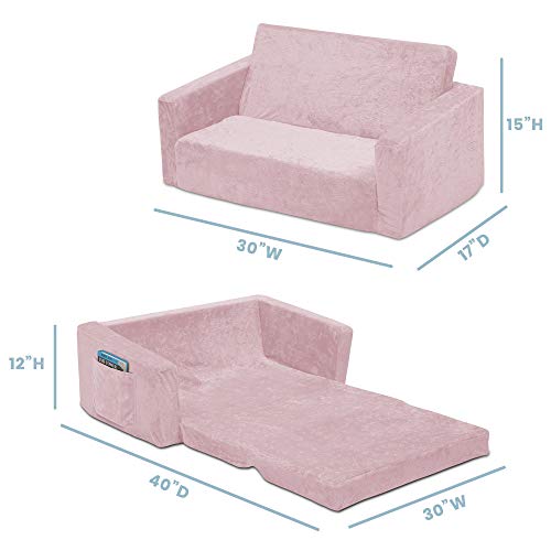 Delta Children Serta Perfect Sleeper Extra Wide Convertible Sofa To Lounger, Comfy 2-In-1 Flip Open Couch/Sleeper For Kids, Pink #TOP2
