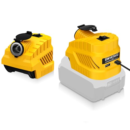Convertidor reductor reductor de 20 V a 12 V compatible con batería Dewalt de 20 V (sin batería), adaptador de corriente con encendedor de cigarrillos de 240 W, 27 W tipo C + salida USB-A para