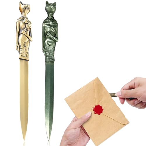CJQRL 2 Stück Brieföffner, Brieföffner Edel, Brieföffner schwert, Brieföffner personalisiert, Vintage, Geschenk Geschenk für Familie, Freunde und Kollegen, Gold und Bronze(2)