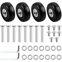 Repuestos Maletas Roncato 4 Piezas Ruedas de Goma Giratorias, Ruedas para Maletas Repuesto 50 * 18mm, Silencioso Goma Ruedas Repuestos para Equipaje, Ruedas de Repuesto Flexible Universales para Maletas con Tornillos y Llave