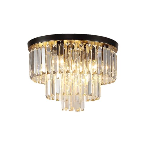 Plafón LED E14 de tres capas de cristal para iluminar techos bajos con elegancia