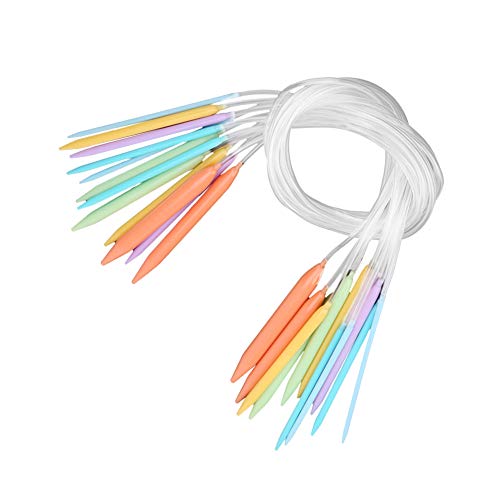 Taidda Ensemble D'aiguilles à Tricoter Circulaires Multicolores en Plastique, 12 Pièces, pour les Amateurs de Bricolage, Tube Souple et Léger pour Pulls Débutants, Cadeaux pour Maman et Petite Amie,