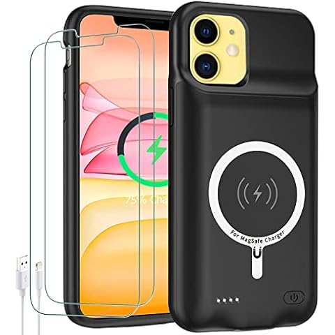 Battery Case for iPhone 11,Upgraded 10000mAh High Capacity Rechargeable Portable Protective Extended Charger Case Wireless Charging Compatible with iPhone 11 (6.1 inch) Charging Case & Carplay (Black) Cover