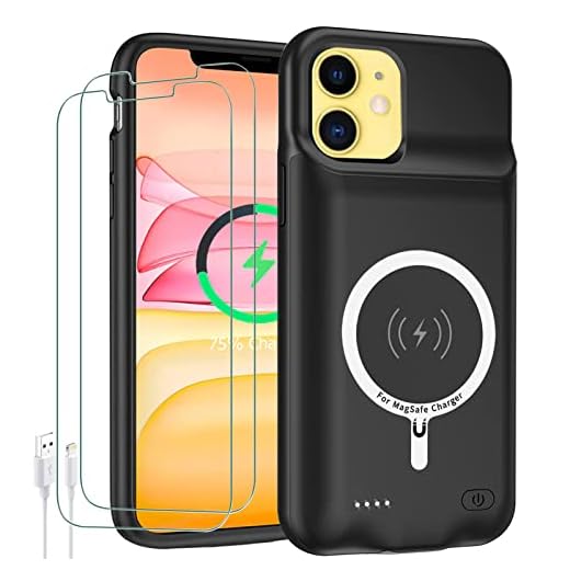 Battery Case for iPhone 11,Upgraded 10000mAh High Capacity Rechargeable Portable Protective Extended Charger Case Wireless Charging Compatible with iPhone 11 (6.1 inch) Charging Cover &Carplay (Black)