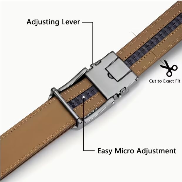 Image of WildHorn Men's Genuine Leather Belt for Men| Premium Auto-Lock Buckle | Adjustable up to 48 inch | Formal & Casual Wear | Micro-Adjust Fit | Stylish Gift Box Included