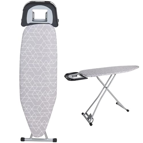 Ironing Board - 120 x 40cm Ironing Board Table Folding Metal Iron,Lightweight Iron Board Rack Foldable Non Slip Adjustable Height (Grey)