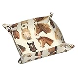 Fabriqué en cuir PVC double face résistant aux rayures et imperméable, ce petit plateau à motif chevaux Ggnkdl est durable et facile à nettoyer, assurant une utilisation durable