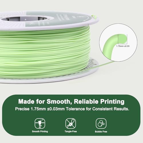 Image of PLA Force Filament 1.75mm, Mint Green PLA Filament 1KG (2.2lbs) | Mint Green 3D Printer Filament Delivers A Fresh, Pastel, And Ice-Cool Color For Cute Diy Crafts