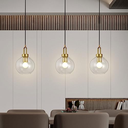 Lustre suspension en verre transparent culot E27 pour chambre