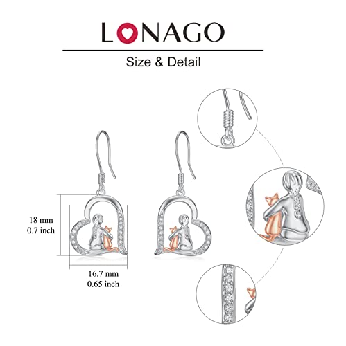 LONAGO Orecchini Gatto per le Donne 925 Sterline