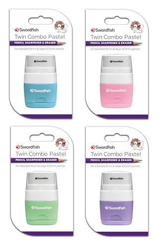 Swordfish ‘Twin Combo’ Pastel Double-Hole Pencil Sharpener and Eraser[Pack of 1] Assorted Colours [40381] - Image 2