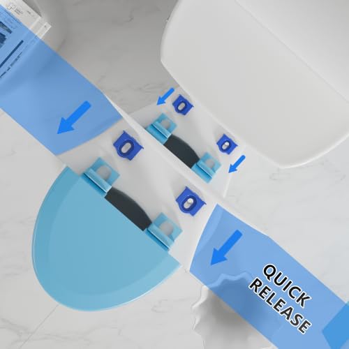 Image of Angol Shiold Slow Close Wood Toilet Seat(Blue, Elongated 18.5'')