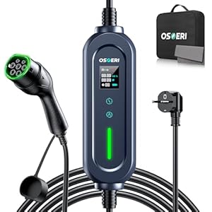 osoeri ev chargeur type 2, 3.68kw portable chargeur voiture Électrique 6/8/10/13/16a courant commutable avec lcd, 7.7m charge temporisée, ip66 Étanche cable recharge ev avec sac