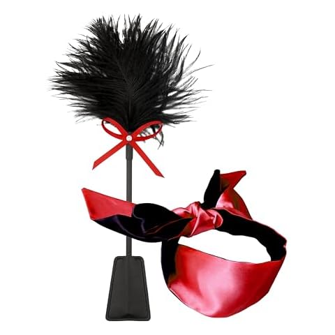 MALINERO Feather Tickler Blindfold Silk Mask Set Tickle Feathers Sleep Mask Cover