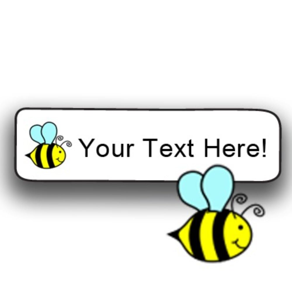 80pc Washable Stick On Clothing Tag Labels - Bumblebee Color Graphic Personalized with Your Name Laundry Safe NO Ironing Use for Nursing Homes Summer
