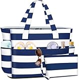 ENONEO Bolsa de Playa Grande XXL con Cremallera Familiar Bolsa Playa para Mujer Sauna Bolsa de Viaje Plegable Bolsa Impermeable Natación Verano Ligero Bolso de Mano Compras Shopper Tote Bag