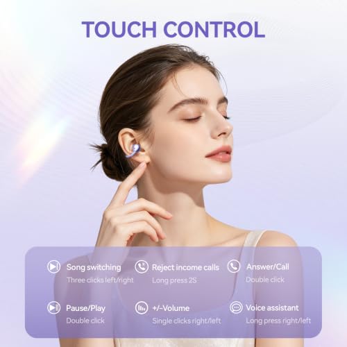CHENRUIDA Everyday Lightweight Clip On Earbuds-Open Ear Headphones(Purple) - image 7
