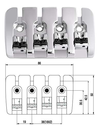Bogart 4 String Bass Bridge A Style Top Load Tailpiece With Zinc Saddles For Electric Jazz Bass P Bass Chrome High Mass. #TOP2