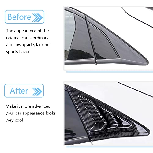 for Honda 10th Gen Civic 2016-2021 Rear Side Window Louver Decorate Cover Air Vent Scoop Shades Cover Blinds (for 10th Gen Civic Hatchback, Carbon fiber color)