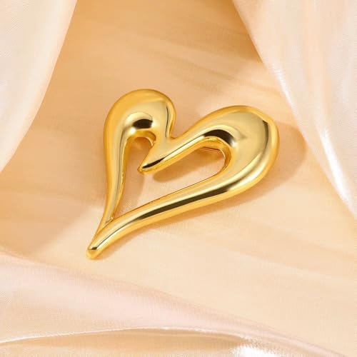 Image of Brooch Pins Heart Gold Lapel Hijab Cute Brooches for Women Fashion Jewelry Clothing Decoration Accessories