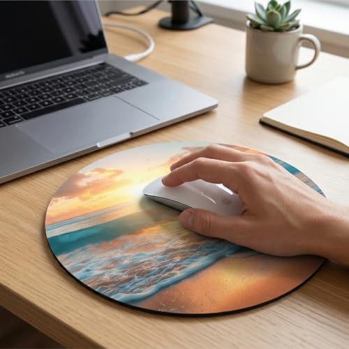 Image of Premium Non-Slip Mouse Pad for Office, Home & Gaming | Smooth Surface for Optical & Laser Mice | Durable Anti-Skid Rubber Base | Precision Tracking | Round Nature Butterfly Garden Design