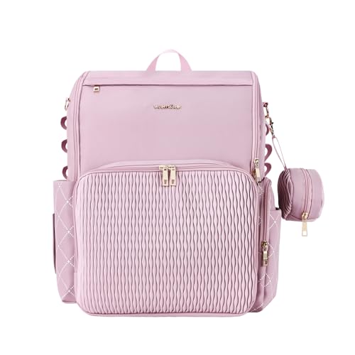 Image of vosmles Stylish Baby Diaper Bag, Baby Bag with Changing Pad, Pacifier Case& Stroller Straps, Large Diaper Backpack Boy Girl, Water Resistant Travel Diaper Backpack（Lavender）