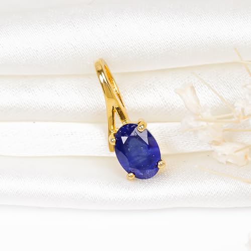Collier saphir bleu véritable pendentif solitaire argent 925 bijoux pierre naturelle