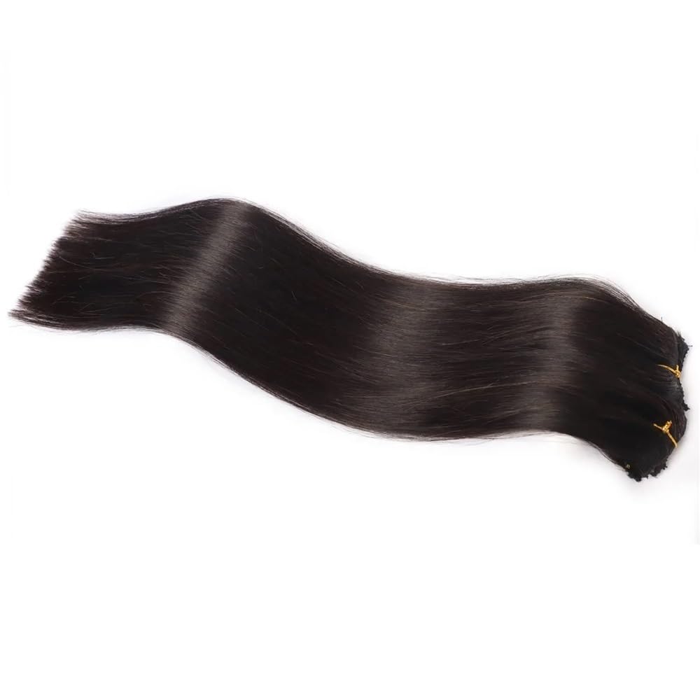 Przedłużki do włosów 30-66 cm, 120 g, 8 sztuk, clip in, gładkie, podwójne pasmo, naturalny czarny (#1B Off Black) (50 cm)