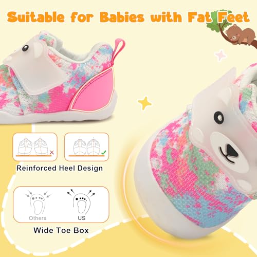 Image of FEETCITY Baby Walking Shoes Wide Baby Shoes Boys Girls Infant Sneakers Crib Shoes Breathable Toddler Barefoot Shoes Slip On Shoes